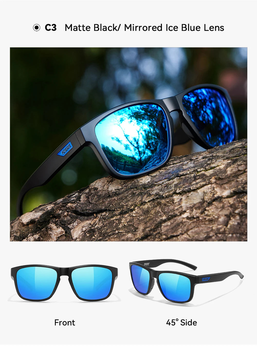 Ochelari de soare polarizați pentru bărbați KDEAM, mărime XXL, ochelari de protecție pentru sporturi în aer liber, lățime totală 155 mm, ochelari de soare extra mari