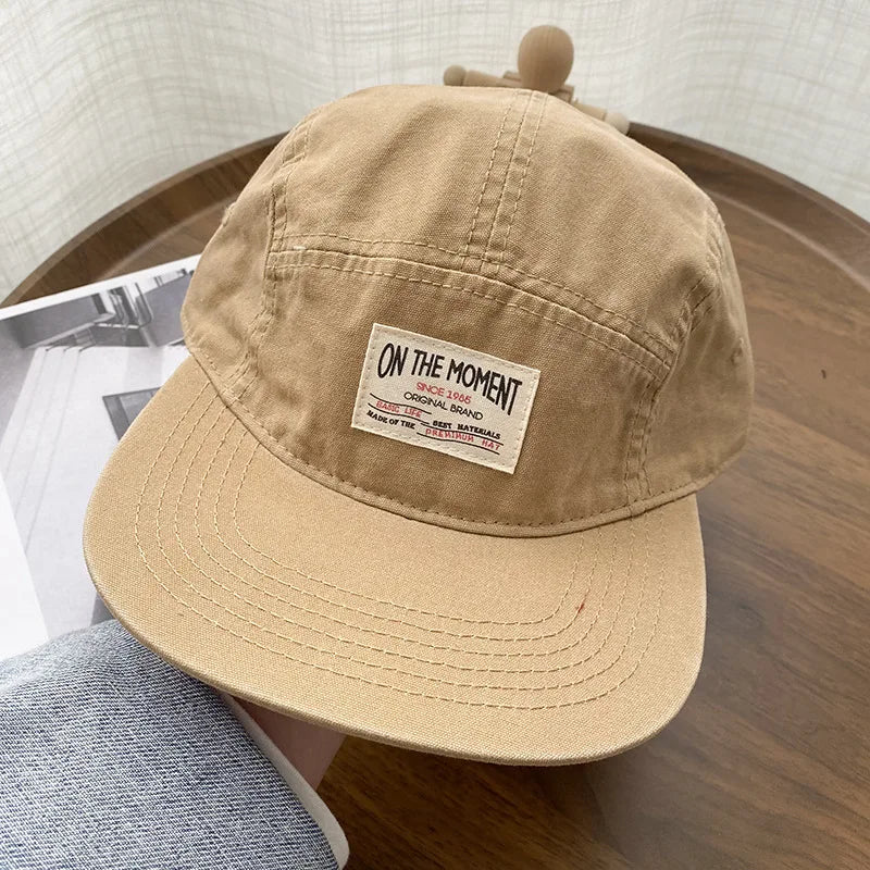 ON THE MOMENT Cotton 5 Panel Baseball Cap Snapback Caps Bone Gorras Hombre Originales Hip Hop Hats For Men Women Adjustable