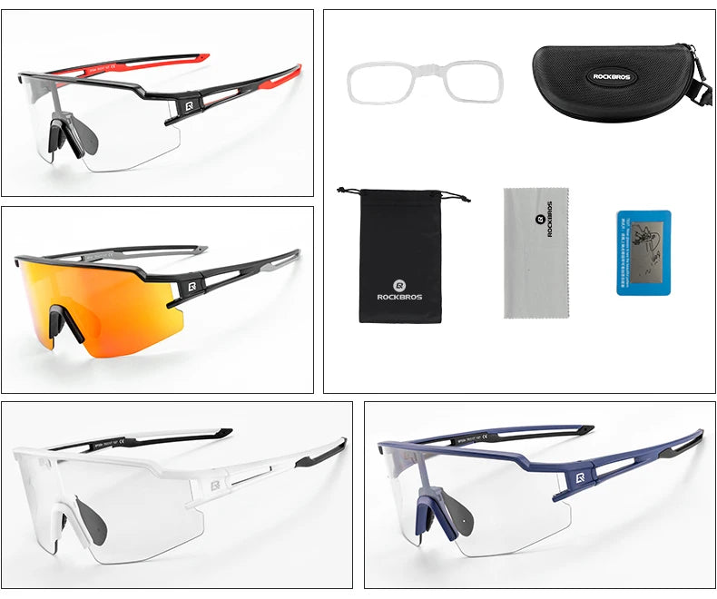 Ochelari de ciclism fotocromatici ROCKBROS, ochelari de soare pentru biciclete și sporturi în aer liber, ochelari cu schimbare de culoare, ochelari pentru MTB și biciclete de șosea, ochelari de protecție pentru biciclete