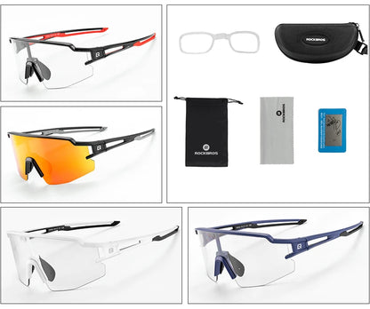 Ochelari de ciclism fotocromatici ROCKBROS, ochelari de soare pentru biciclete și sporturi în aer liber, ochelari cu schimbare de culoare, ochelari pentru MTB și biciclete de șosea, ochelari de protecție pentru biciclete