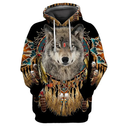 Wolf Printed Hoodies Men 3D Hoodies Brand Sweatshirts Jackets Quality Pullover Fashion Tracksuits Animal Streetwear Out