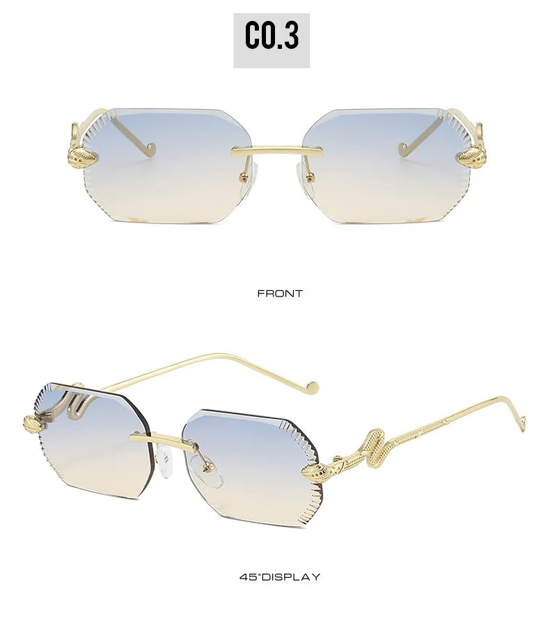 Ochelari de soare decorativi din metal, în formă de șarpe – ramă neregulată unisex, protecție UV, ochelari de soare