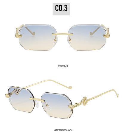 Ochelari de soare decorativi din metal, în formă de șarpe – ramă neregulată unisex, protecție UV, ochelari de soare