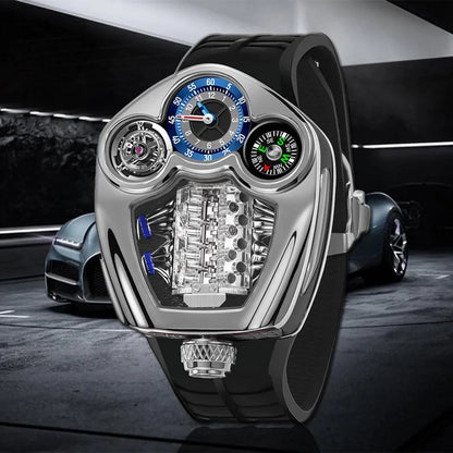PINDU Design Engine Watches Men Top Brand Luxury Watch Compass Waterproof Quartz Wristwatch Festival Limited Watch + Gift Box