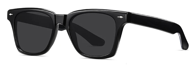 Ochelari de soare polarizați retro Swanwick TR90 pentru bărbați, ochelari de soare pătrați din acetat pentru femei, unisex, UV400, gri-negru, stil european