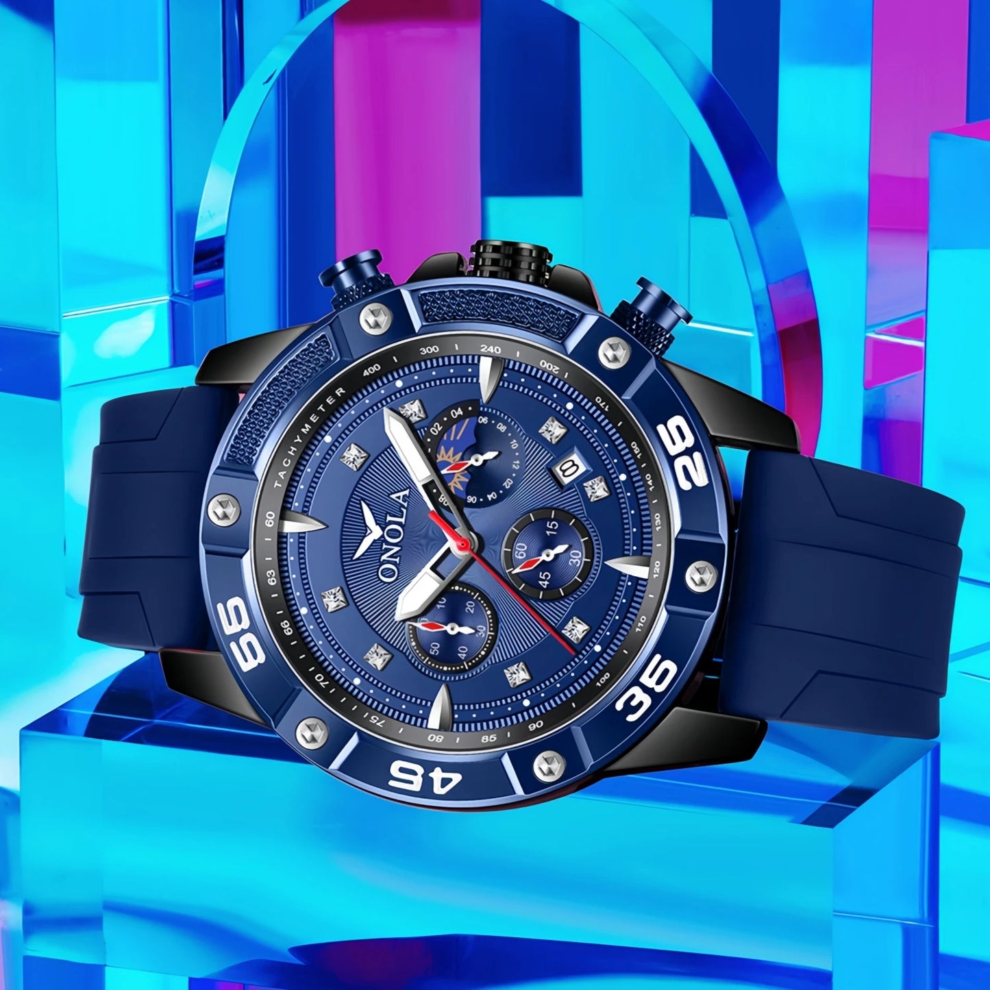 ONOLA New Fashion Casual Men's Watch Multi functional Fluorescent Tape Waterproof Quartz Military Watch Men's Clock High Quality