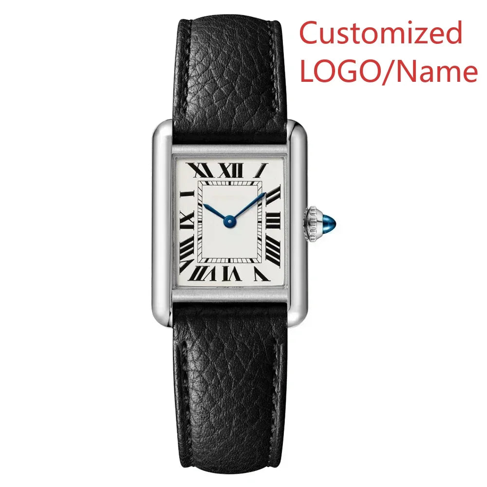 A11 Store Customized Watch  Mens Womens Quartz Movement Watches for Tanks Relogio Masculino Black Leather Female Ladies