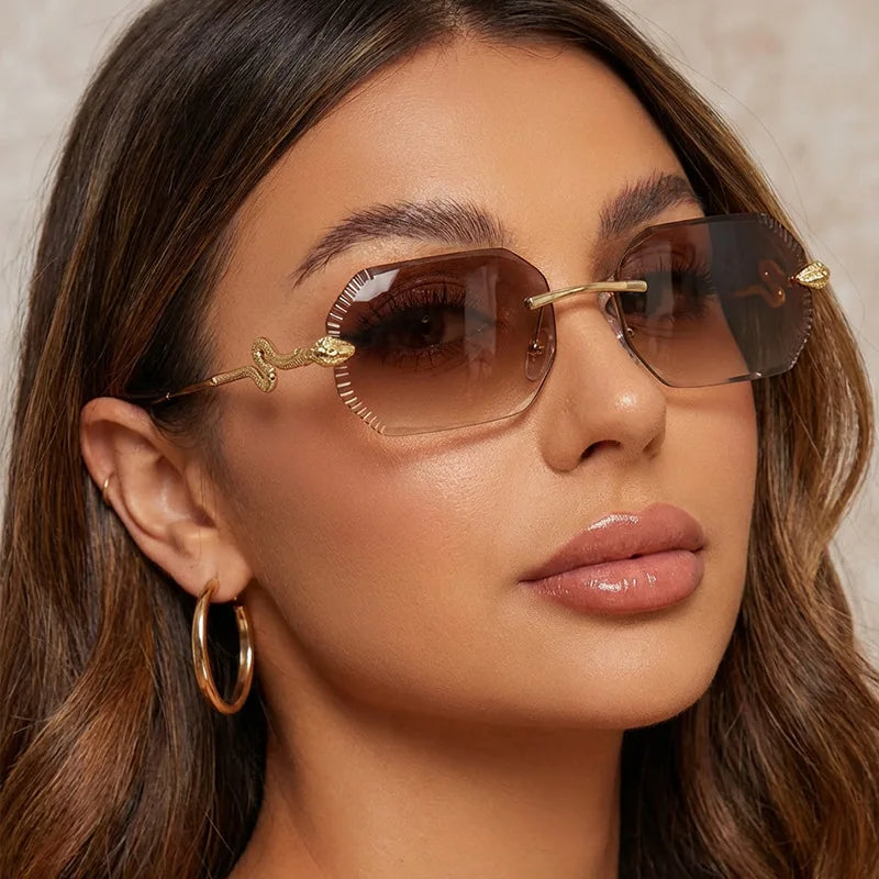 Ochelari de soare decorativi din metal, în formă de șarpe – ramă neregulată unisex, protecție UV, ochelari de soare