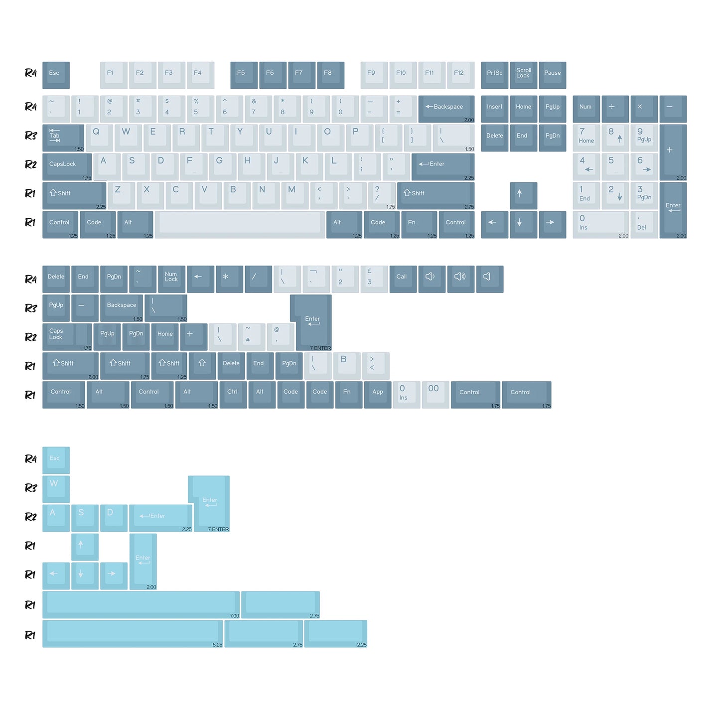 KBDiy 174 Keys/Set PBT GMK Apollo Keycap Double Shot Minimalist ISO Cherry Profile for Game Mechanical Keyboard Keycaps for MX