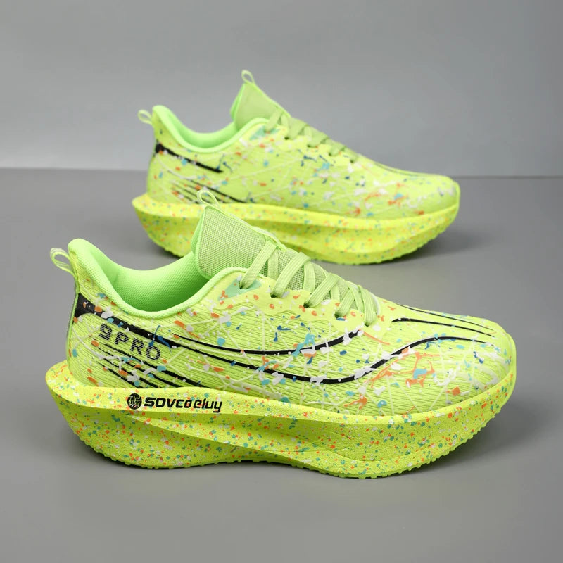 Men's Running Shoes Carbon Plate Marathon Cushion Men's Sports Breathable Lightweight Women's Comfortable Athletic Non-slip Sneakers