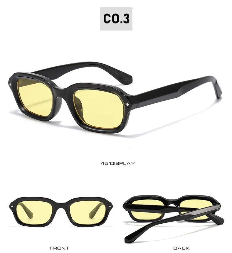 BOYSEEN Ochelari de soare de plajă pentru bărbați, de vară, portocalii, UV400, ochelari de soare punk cu ramă îngustă și formă pătrată