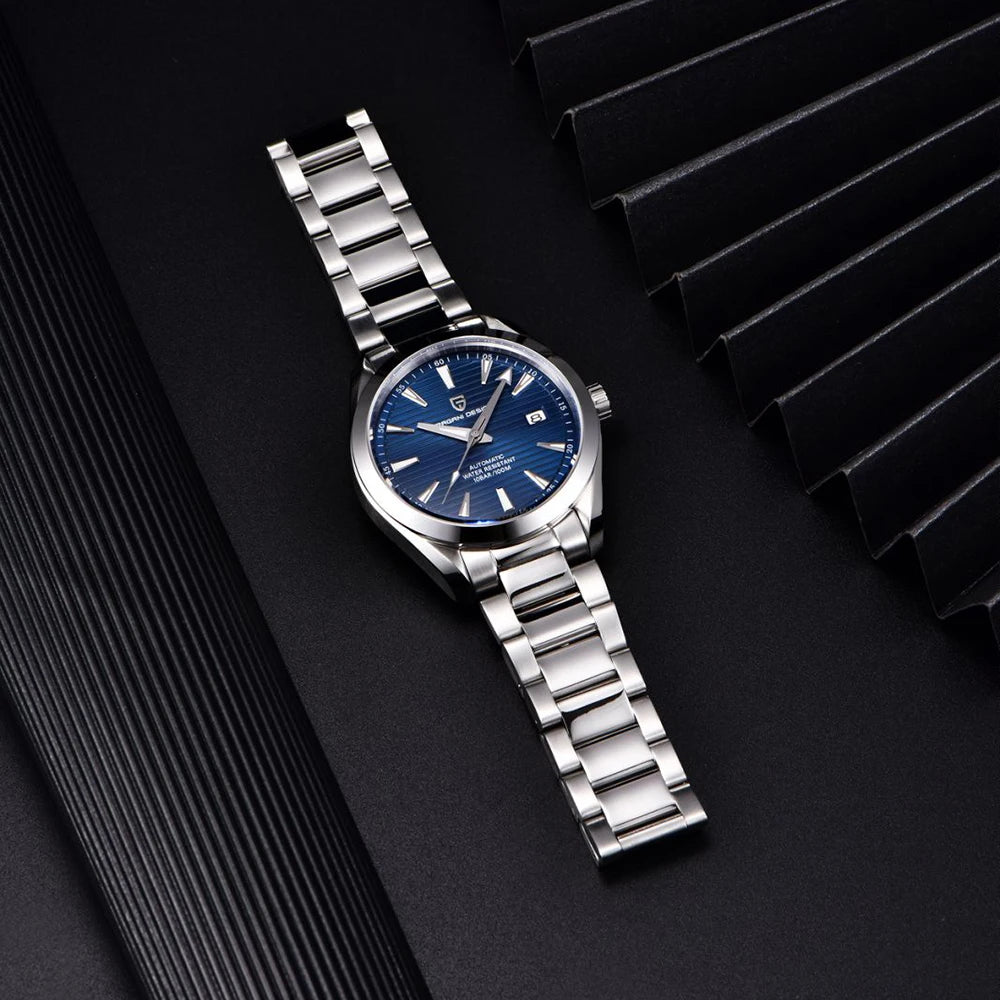 Relógio de luxo para homem PAGANI DESIGN – Modelo automático mecânico (calibre 8215), em aço inoxidável, estanque, com indicador de data e ponteiros luminescentes