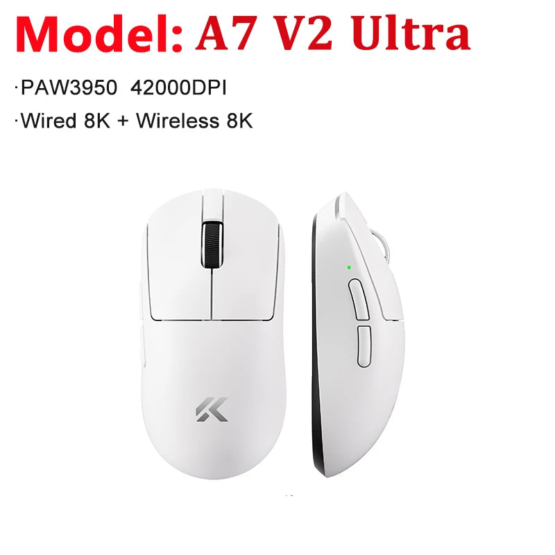 MCHOSE A7 V2 Ultra / Pro lätt trådlös gamingmus Dual 8000Hz PAW3950 TI 42000DPI för PC och e-sportspelare