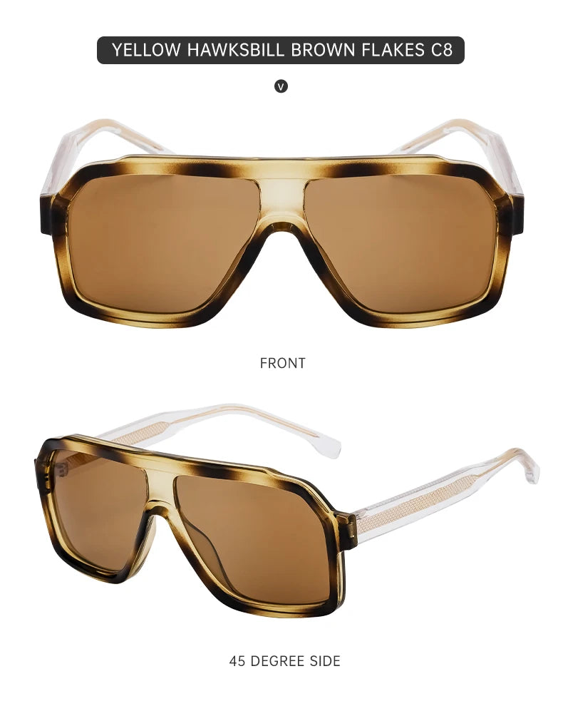 Ochelari de soare clasici, supradimensionați, pătrați, pentru bărbați, de lux, la modă, cu ramă metalică mare, ochelari de protecție, ochelari de soare eleganți pentru doamne