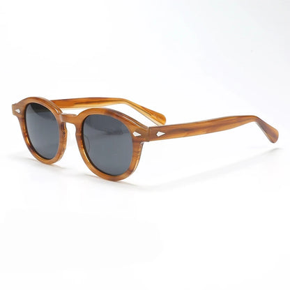 Ochelari de soare polarizați pentru bărbați și femei, stil Johnny Depp Lemtosh, ochelari de soare retro cu ramă rotundă din acetat și lentile UV400, Oculos