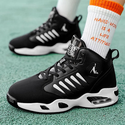Men's High-Top Basketball Shoes with Breathable Mesh Design for Maximum Comfort, Outdoor Shock-Absorbing Running Shoes, High-Rebound Cushioning Technology for Smoother and More Comfortable Running, Enhanced Support, Stylish