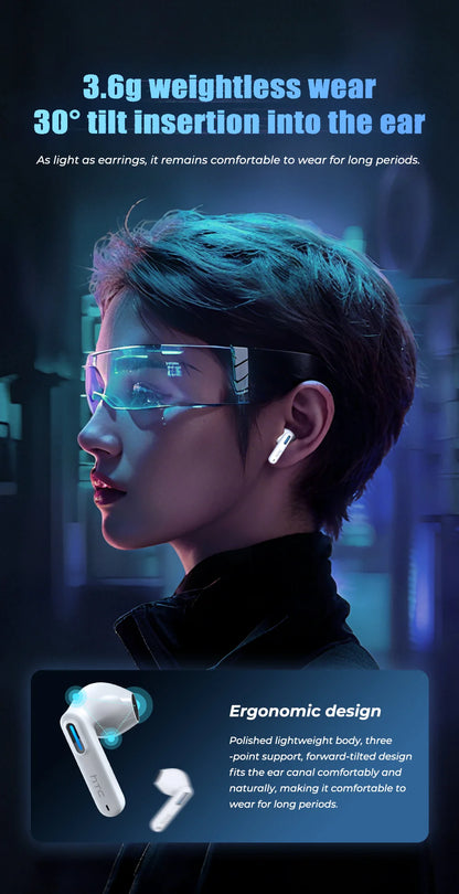 HTC NE49 6.0 True Wireless Earbuds Gaming HiFi Deep Bass Lightweight Cool Design IPX5 Waterproof Choice