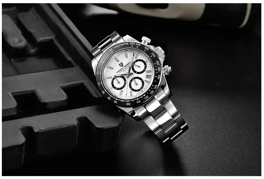 montre chronographe pour homme PAGANI DESIGN– Montre-bracelet à quartz de luxe, lumineuse et étanche.