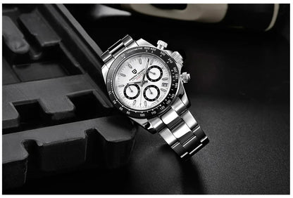 montre chronographe pour homme PAGANI DESIGN– Montre-bracelet à quartz de luxe, lumineuse et étanche.