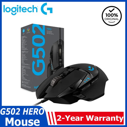Logitech G502 HERO High Performance Wired Gaming Mouse HERO 25K Sensor 25,600 DPI RGB Adjustable Weights 11 Buttons PC/Mac Mouse