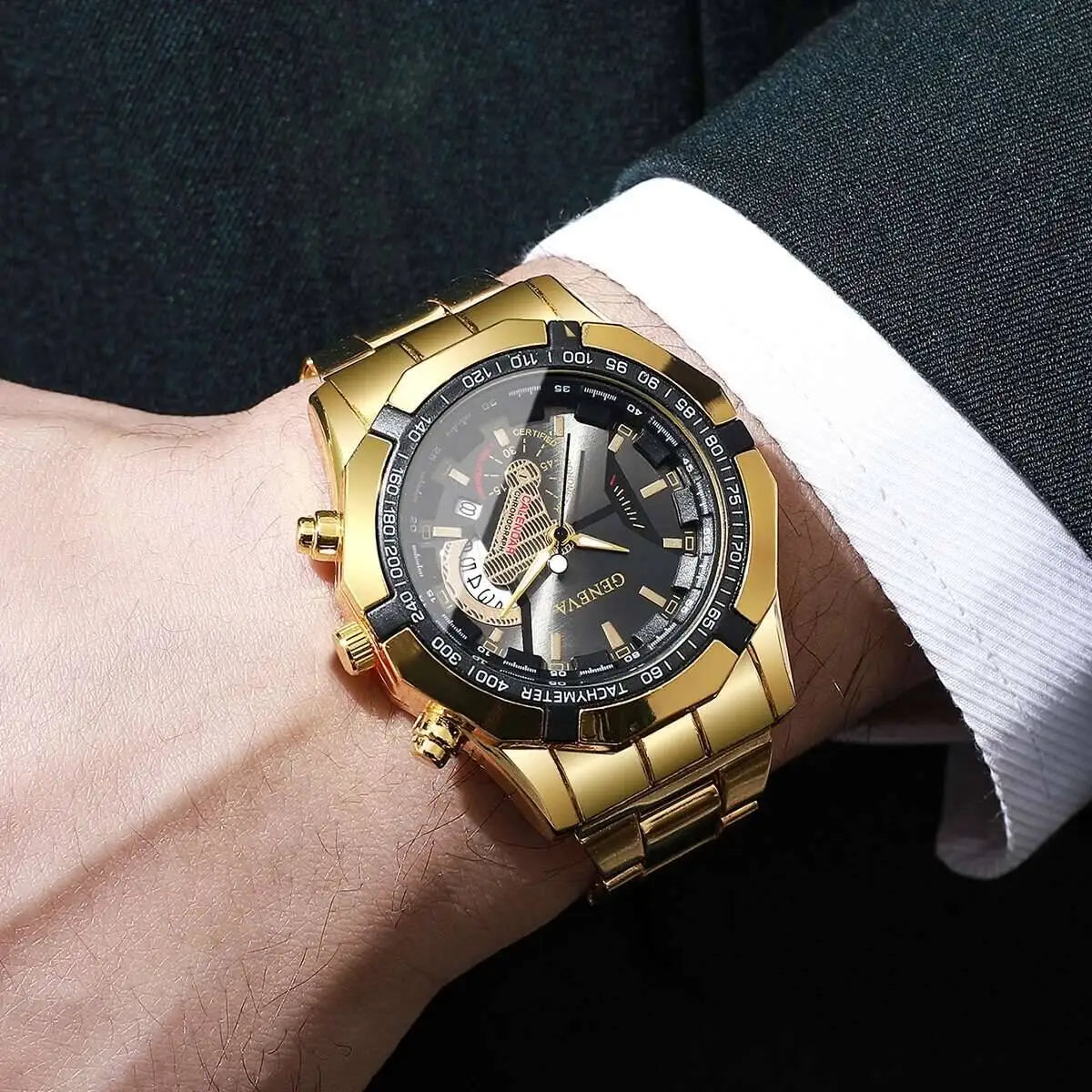 Fashion Men Business Watches Luxury Large Dial Calendar Quartz Watch Mens Clock Reloj Hombre（Without Box）