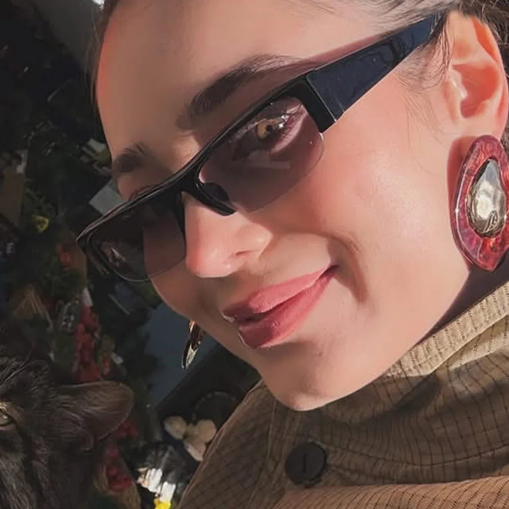 ochelari de soare vintage, mici, dreptunghiulari, cu jumătate de ramă, negri, cu lentile în degrade leopard, pentru femei, ochelari de soare la modă pentru condus