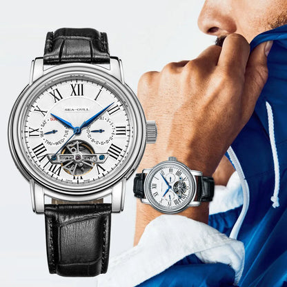 NEU Herren-Automatikuhr mit mechanischem Seagull ST25-Uhrwerk, modische Herrenarmbanduhr mit skelettierter Unruh, Casual-Business-Uhr 819.624