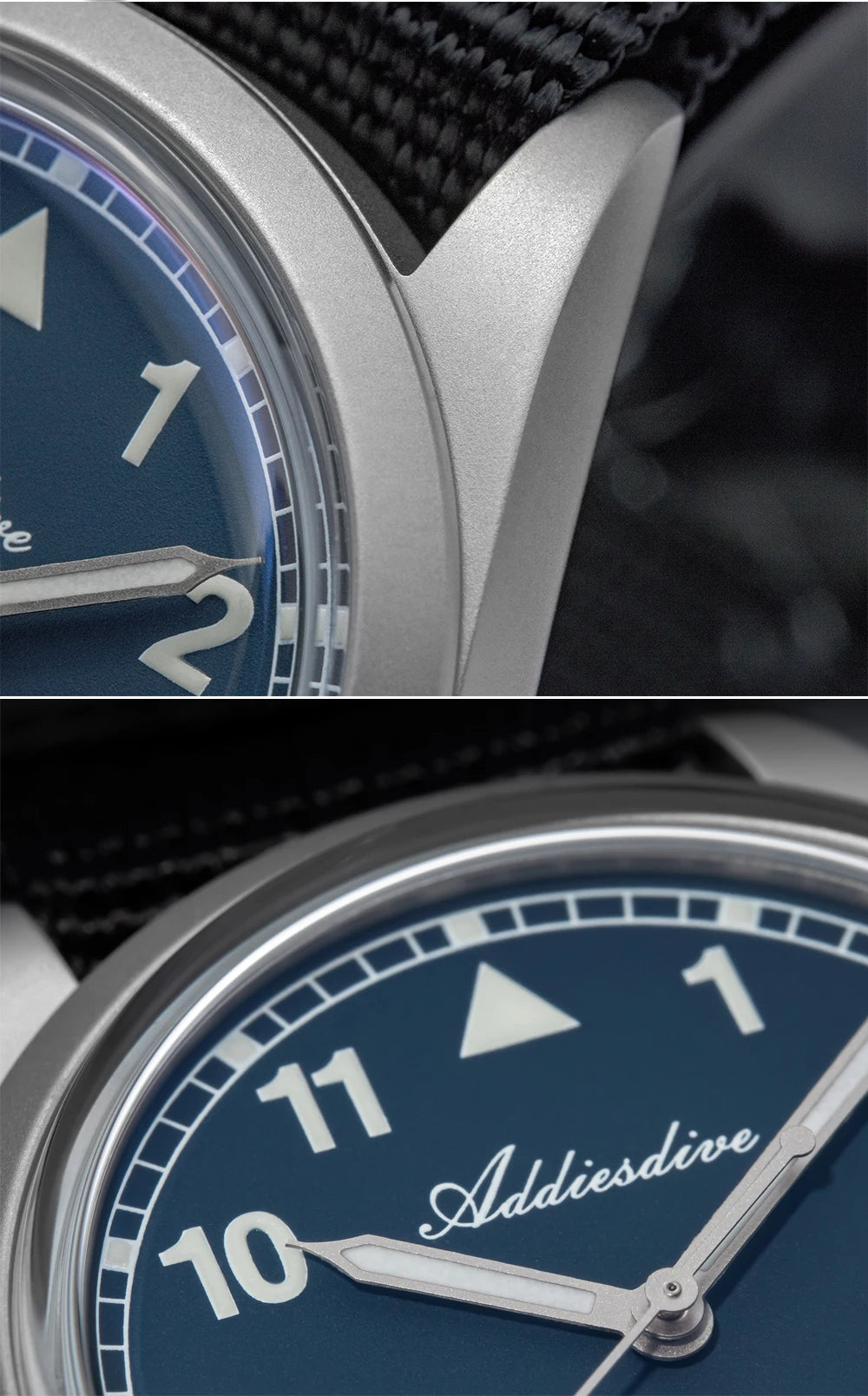 ADDIESDIVE 36mm analoge Herrenuhr mit gewölbtem Spiegelglas, 100m wasserdicht, leuchtend, schlichte Quarzuhr für Herren mit Nylonarmband