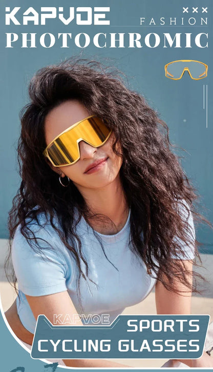 KAPVOE Ochelari UV400 pentru bărbați și femei, pentru ciclism de șosea, sporturi montane, activități în aer liber, ochelari de soare fotocromatici pentru ciclism, ochelari de bicicletă