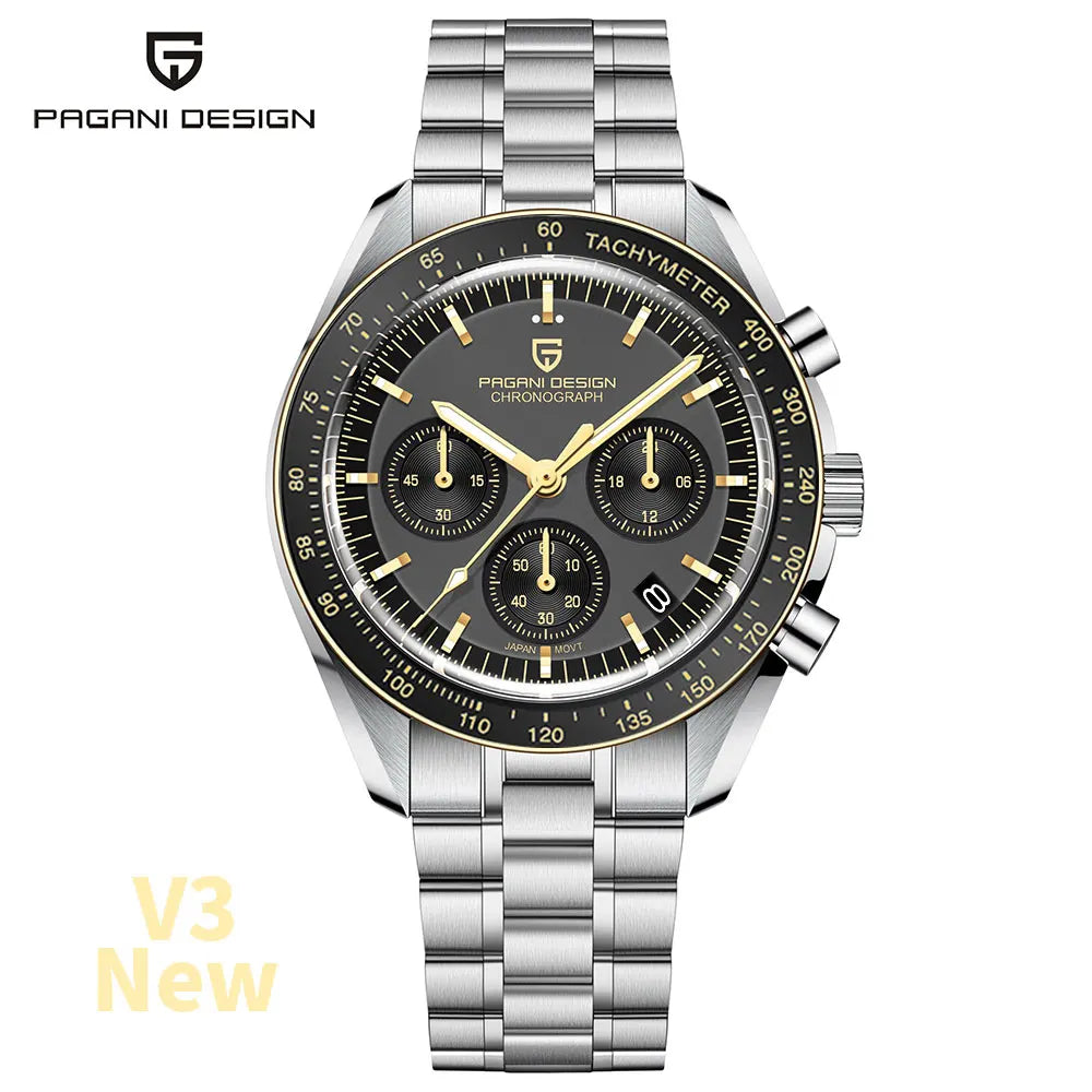 PAGANI DESIGN 2026 New Mens Watches Panda Moon Watch Luxury Quartz Watch For Men Automatic Date Sport Chronograph Wristwatch Men