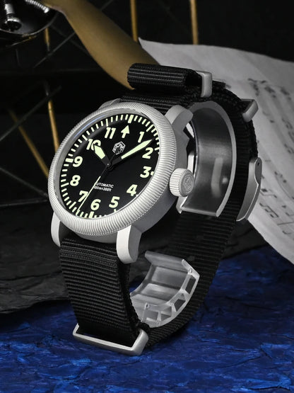 San Martin New 40mm Retro Pilot YN55 Automatic Mechanical Fashion Simple Style Men Wristwatch 100m Waterproof C3 Luminous SN0143