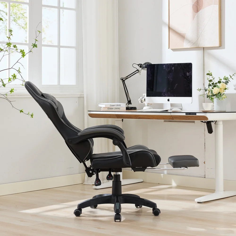Ergonomic Rotating Gaming Chair, 360 Reclining Office Chair °   Pivoting, Height-Adjustable, Footrest, Headrest