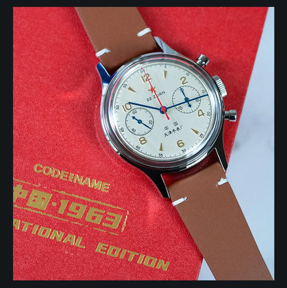 Seagull 1963 International Edition Orologio Meccanico da Uomo da Pilota ST1901 Cronografo Retrò da Polso Aviazione Air Force Nuovo