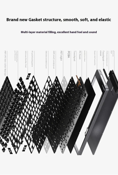Lofree FLOW2 Mechanische Tastatur fürs Business-Büro, kabellos per Bluetooth und kabelgebunden, leiser und sanfter Klang, kompatibel, geräuscharm, Aluminiumgehäuse