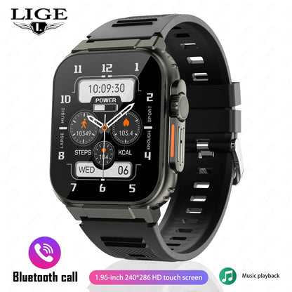 LIGE 600mAh New Ultra Smart Watch Men Bluetooth Call TWS Local Music Sport Clock 1.96'' IP68 Waterproof Relógio Smartwatch Women