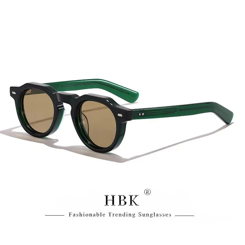 HBK Vintage – Ochelari de soare simpli, rotunzi, pentru bărbați, cu ramă mică, din acetat de înaltă calitate; ochelari de soare pentru femei, pentru petreceri, călătorii și activități în aer liber