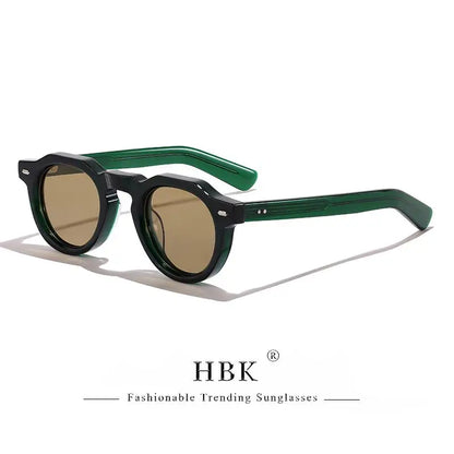 HBK Vintage – Ochelari de soare simpli, rotunzi, pentru bărbați, cu ramă mică, din acetat de înaltă calitate; ochelari de soare pentru femei, pentru petreceri, călătorii și activități în aer liber