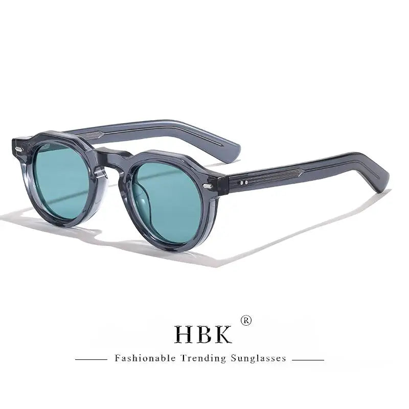 HBK Vintage – Ochelari de soare simpli, rotunzi, pentru bărbați, cu ramă mică, din acetat de înaltă calitate; ochelari de soare pentru femei, pentru petreceri, călătorii și activități în aer liber