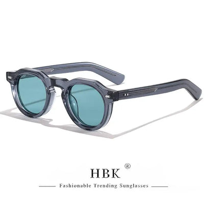 HBK Vintage – Ochelari de soare simpli, rotunzi, pentru bărbați, cu ramă mică, din acetat de înaltă calitate; ochelari de soare pentru femei, pentru petreceri, călătorii și activități în aer liber
