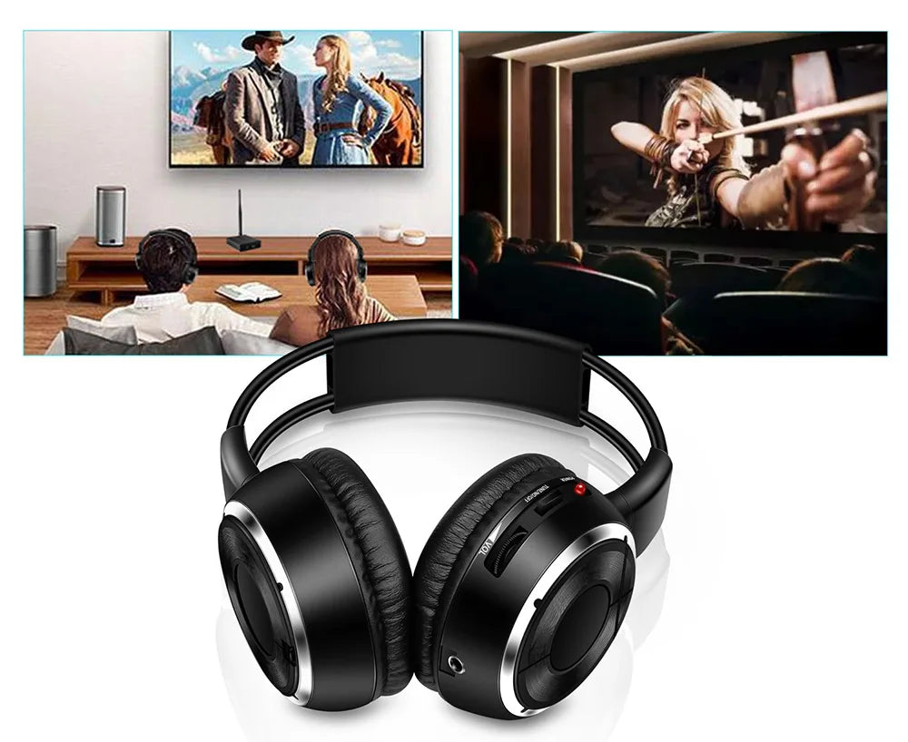 RF Silent Disco Foldable Wireless Headphones Bundle (3 Pcs with 1 Transmitter in 500m) --House Party TV Dancing