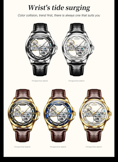 OLEVS 6661 Automatic Watch For Men Skeleton Original Mechanical Movement Man Wristwatch Waterproof Luminous Sport Men's Watches
