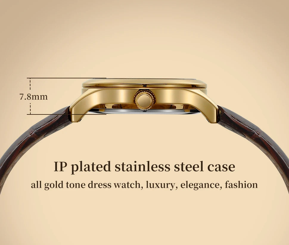 BERNY Gold Watch for Women Luxury Ladies Fashion Quartz Wristwatch Elegant Gradient Dial Multiple Scenarios Matching Lady Watch
