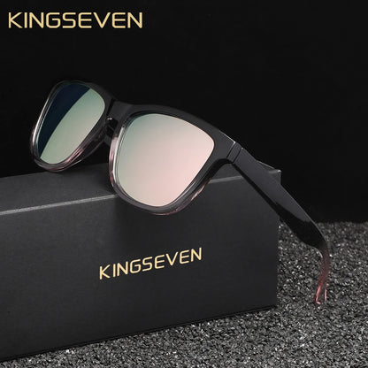 KNGSEVEN Ochelari de soare rotunzi la modă pentru bărbați și femei, casual, polarizați, cu protecție anti-UV400, pentru activități în aer liber, cu ramă neagră, potriviți pentru condus