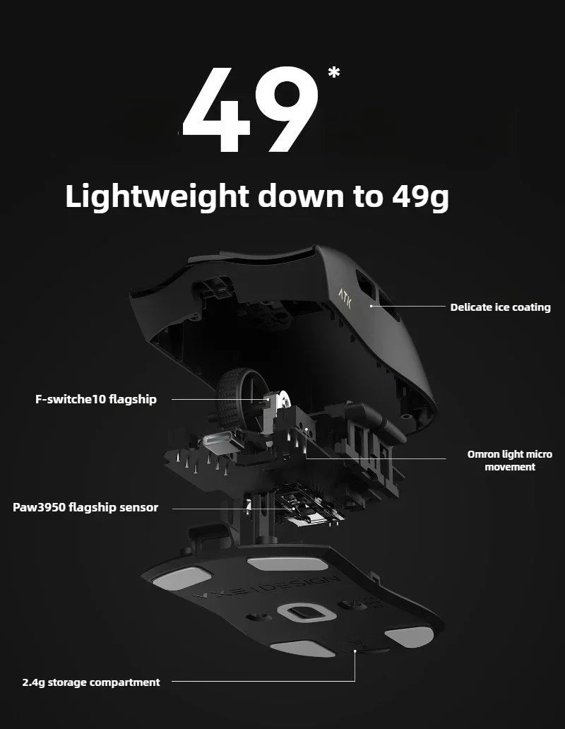 Novi ATK X1 SE Starlight bežični lagani miš PAW3395 26K DPI, upravljački program za Hub stranicu, 1000Hz, gaming miš, dodatna oprema za PC igrače