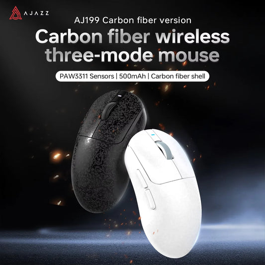 Bezprzewodowa mysz gamingowa AJAZZ AJ199 PAW3311 24000DPI, lekka, Bluetooth/przewodowa, z włókna węglowego, do PC i laptopa dla graczy