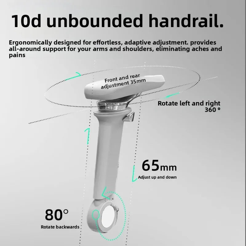 Přenosná minimalistická ergonomická židle s 10D područkami – počítačová, kancelářská, studijní a herní židle Gravity, pevná a odolná