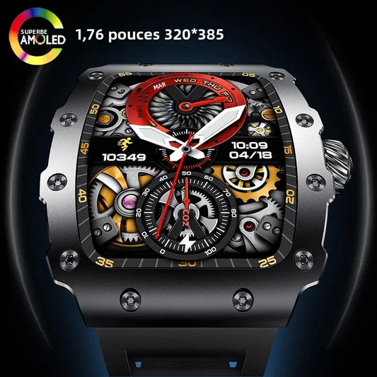 New Trend Smart Watch 1.76 inch AMOLED 3D Dynamic Dial IP67 Waterproof Bluetooth Call NFC Voice Assistant Men Sports Smartwatch