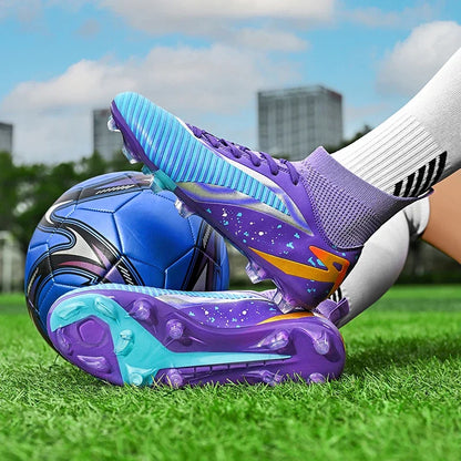 Chaussures de football pour hommes, chaussures de sport, chaussures de futsal à tige haute, chaussures de football de haute qualité pour l'intérieur, antidérapantes, pour l'entraînement en extérieur, crampons ultra-lég