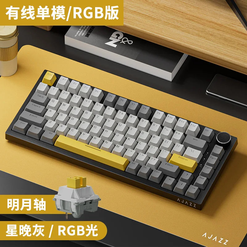 Ajazz AK820/AK820Pro gaming mechanical keyboard Bluetooth 5.1/Wireless/wired c custom keyboard with heat exchange sealed button