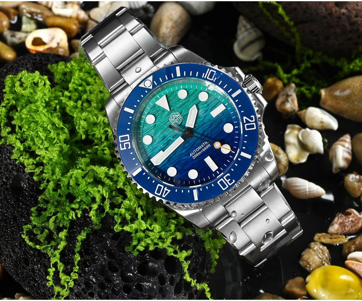 San Martin 2026 Men Diver Watch 38mm Wave Texture Dial Miyota 90S5 Automatic Mechanical Luxury Wristwatch Waterproof 200m SN0126